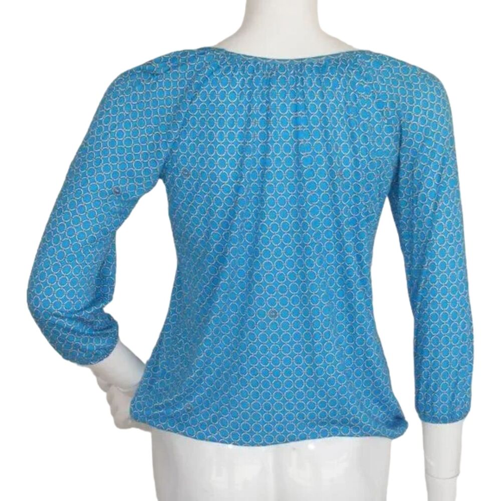 MICHAEL KORS Blouse/Top, XS, LOGO, Blue Interlinked Chains print, MK - Picture 6 of 11